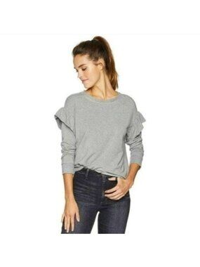 UGG Amara Women's XS Gray Crewneck Ruffled 3/4 Sleeve Sweatshirt